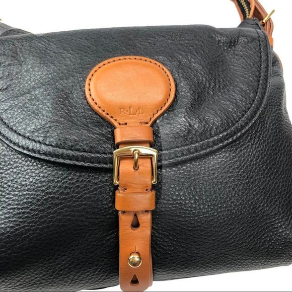 Lauren by Ralph Lauren "Asher" Hobo Black Tumbled Leather Shoulder Bag - Picture 8 of 14